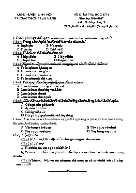 Đề kiểm tra học kì I Sinh học 7 (Đề 1) - Năm học 2016-2017 - Trường THCS Phạm Mệnh